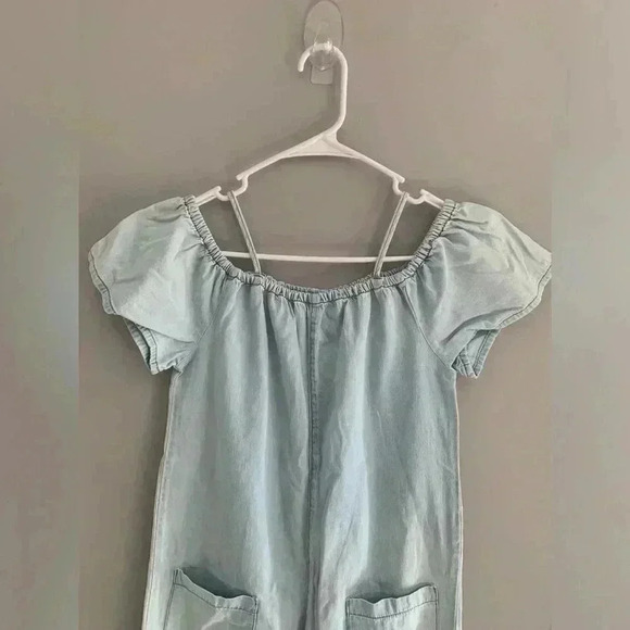 Zara Girls Denim Short Sleeve Wide Cropped Leg Jumpsuit Size 11/12 - Picture 2 of 10
